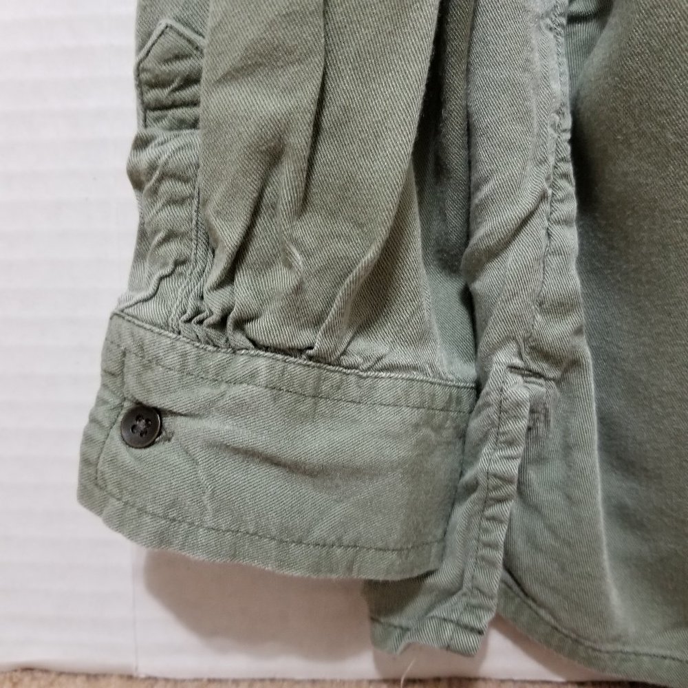 Old Navy top Large 10/12 utility button up twill side split pockets Money Maker - Picture 10 of 15